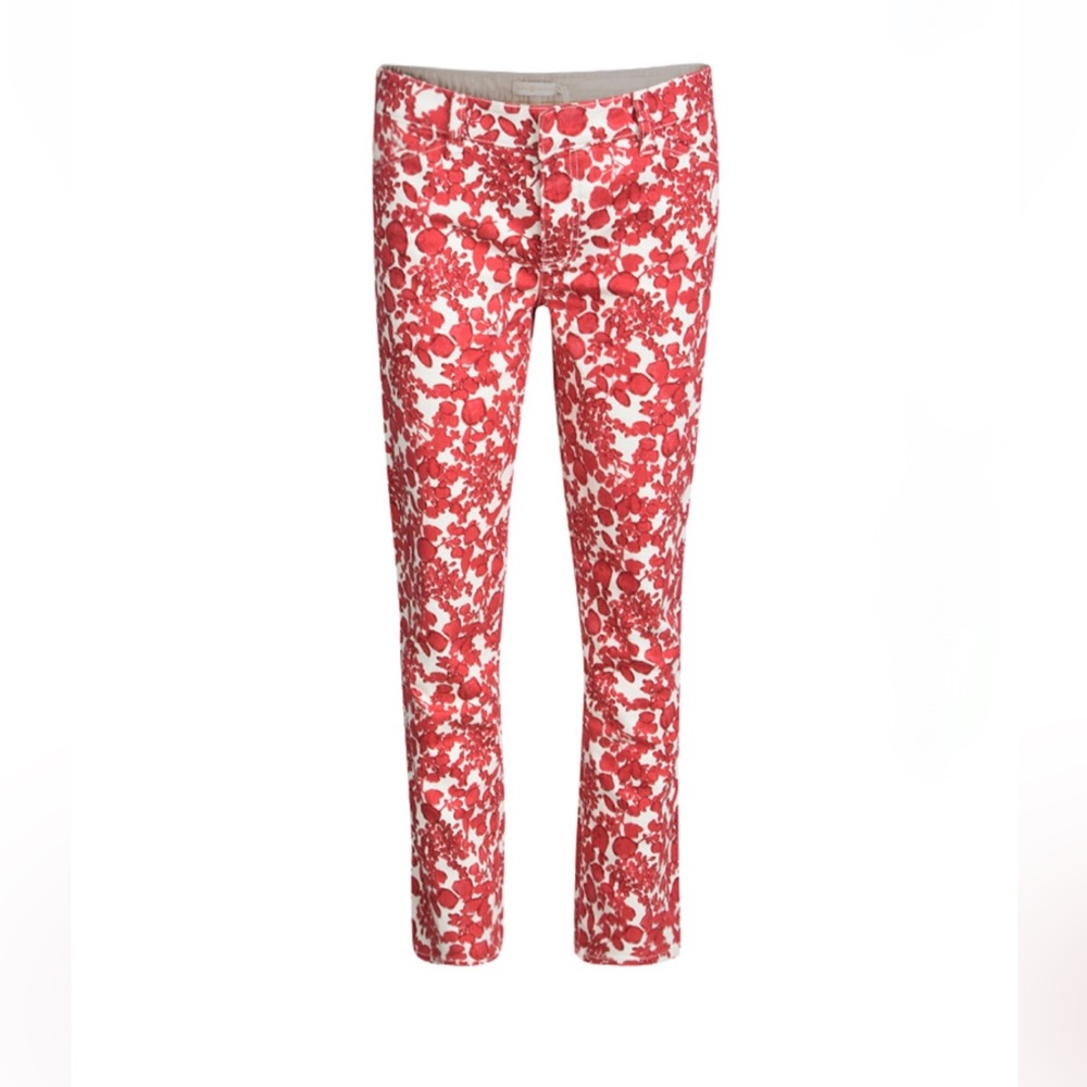 Tory Burch Red Pepper Issy Print Straight Fit Pants (Size 25)